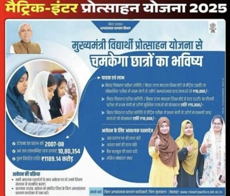 मुख्यमंत्री अल्पसंख्यक विद्यार्थी प्रोत्साहन योजना 2025 : वंचित छात्र-छात्राओं से एक सप्ताह के भीतर आवेदन आमंत्रित।