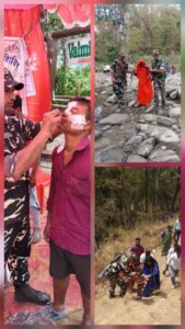 65वीएसएसबी ने तीन घायल को उपचार हेतू अठारह किलोमीटर पहाड़ पर पैदल चलकर पहुंचायी