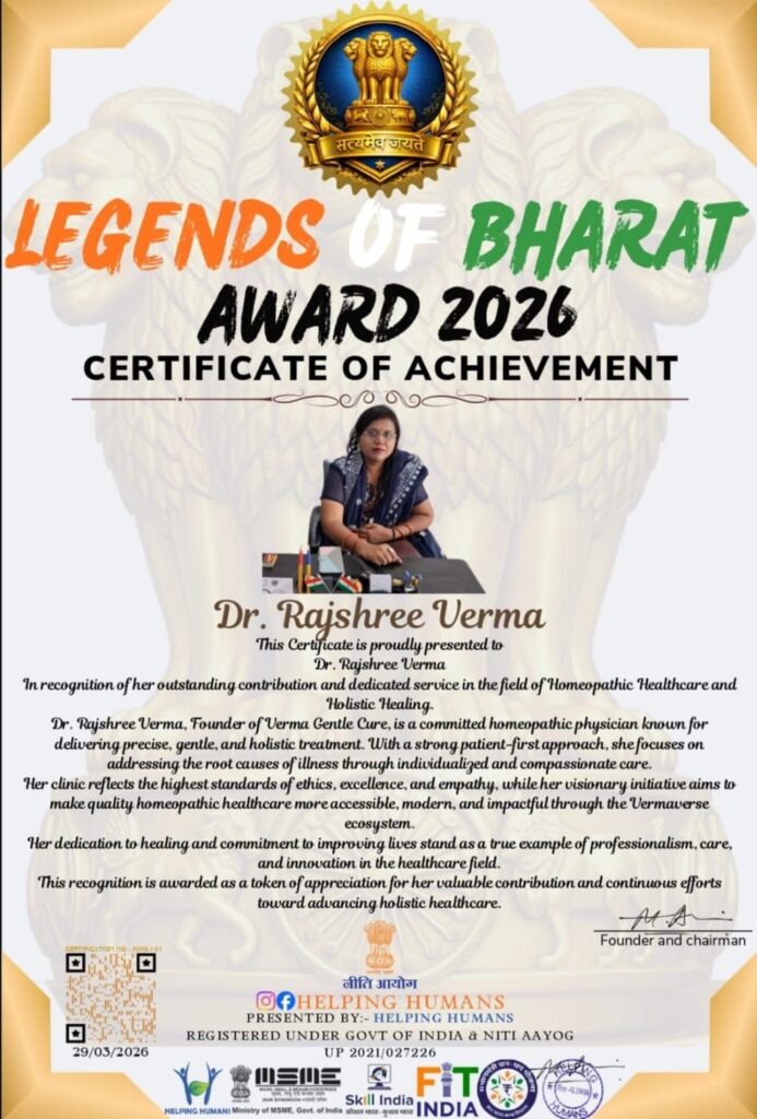 स्वास्थ्य सेवा के लिए डाॅ राजश्री वर्मा को भारत के  किंवदंती पुरस्कार से सम्मानित किया गया