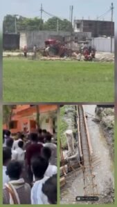 बिना पैमाइश विद्यालय के खेल मैदान में बाउंड्री निर्माण का आरोप